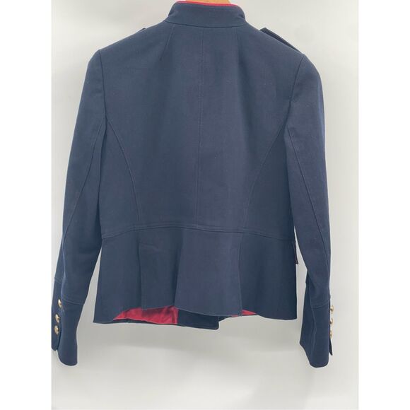 Talbots‎ Blazer Jacket Military Women 8 Navy Blue Gold Buttons Stand up Collar - Picture 2 of 10